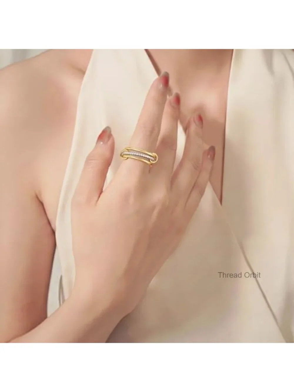 3 Stacked Mixed Metal Ring Set, 18K Gold Plated, Cubic Zirconia Stackable Rings